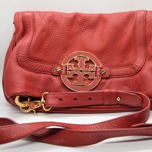 Tory Burch Red Leather Amanda Fold Over Crossbody